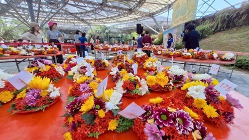 The Plate Flower Arrangements On Display